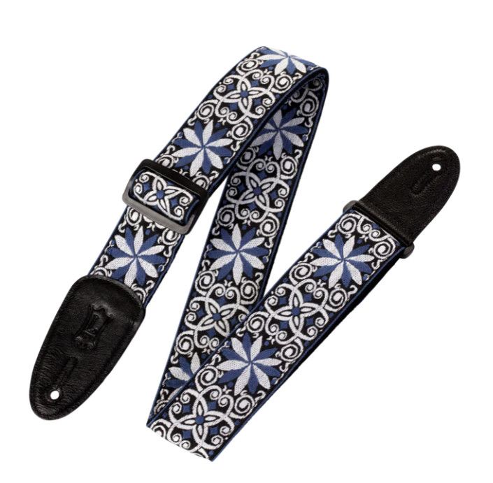 Levy&#39;s M8HT 2&quot; Hootenanny Guitar Strap, Blue and White