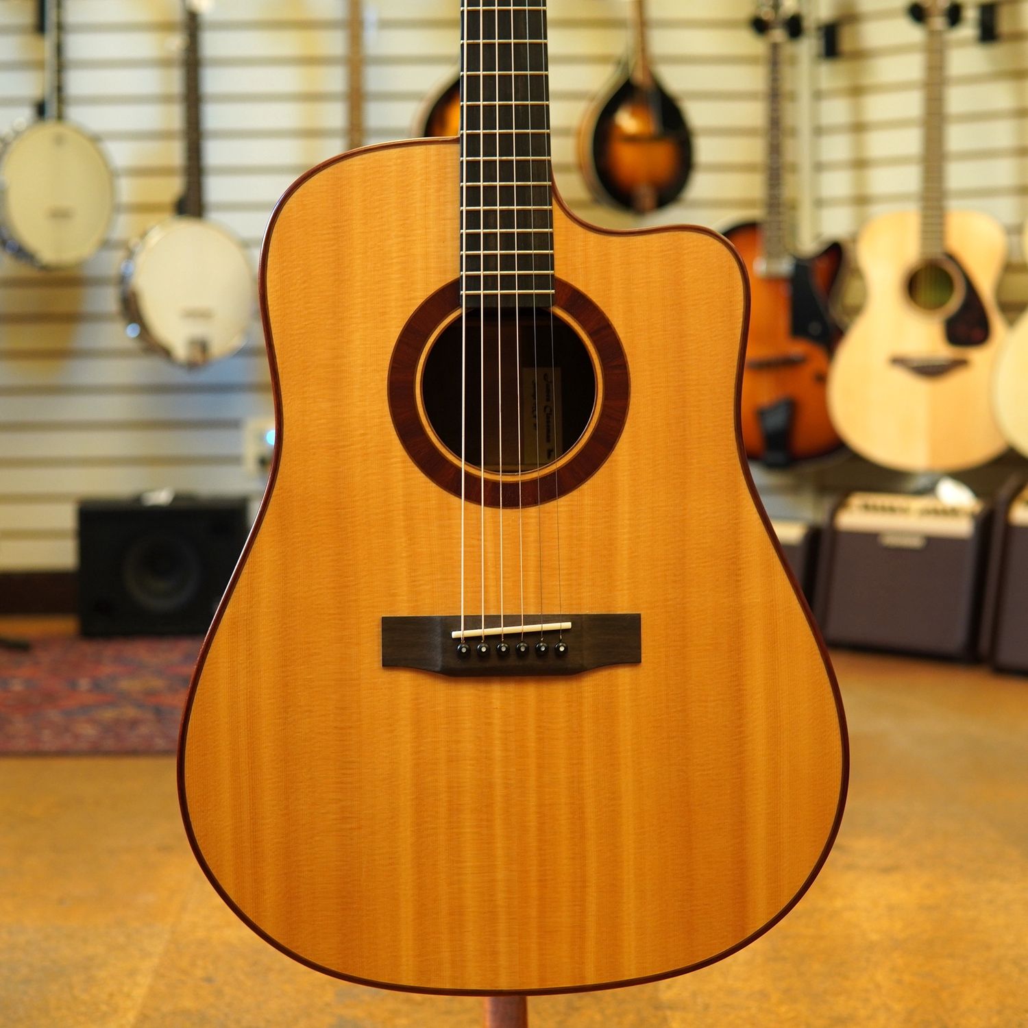 James Claseman (Savage, MN) Handcrafted Lutz Spruce/Curly Walnut Cutaway Dreadnought Acoustic Guitar #7 2023 w/Padded Gig Bag