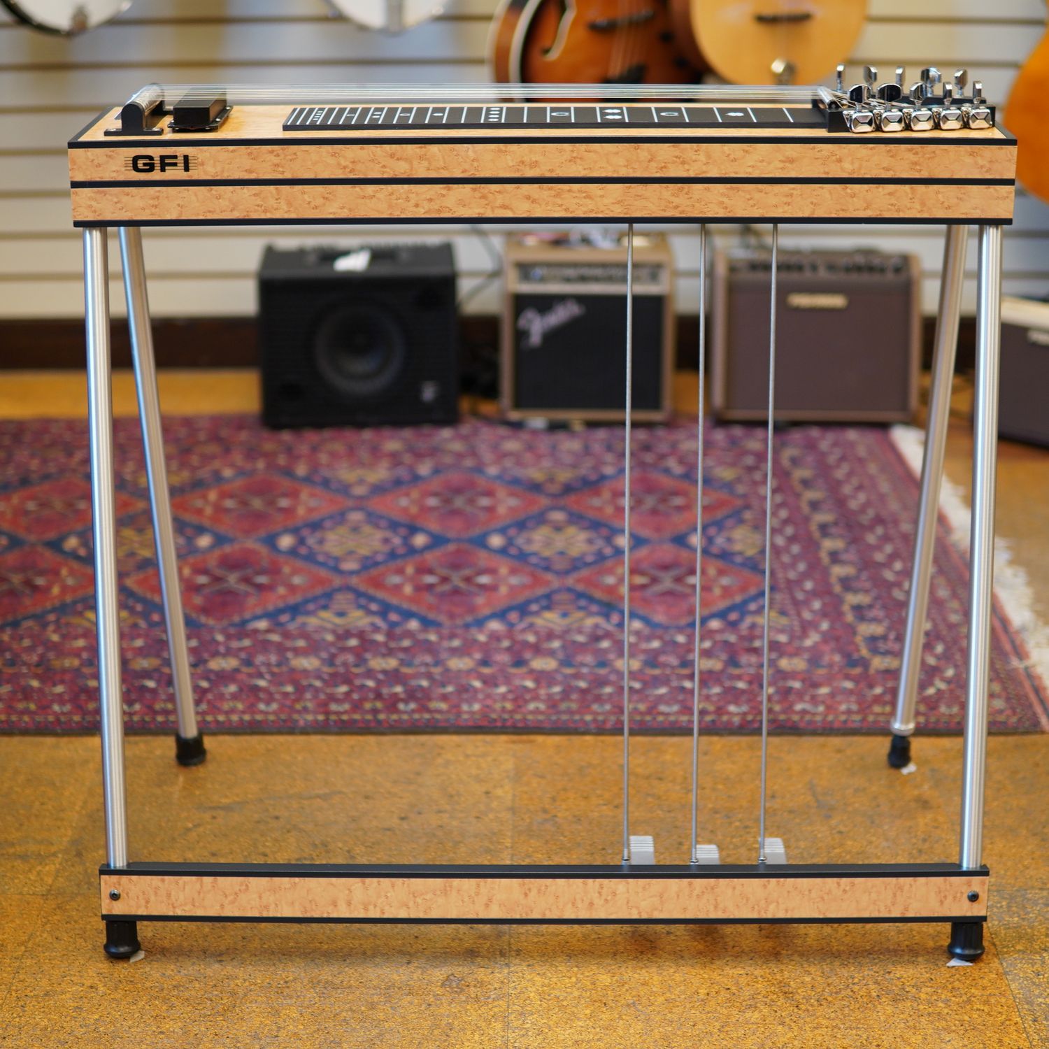 GFI SM 3x4 Single Neck 10-String Student Model Pedal Steel, Black Frame with Maple Mica