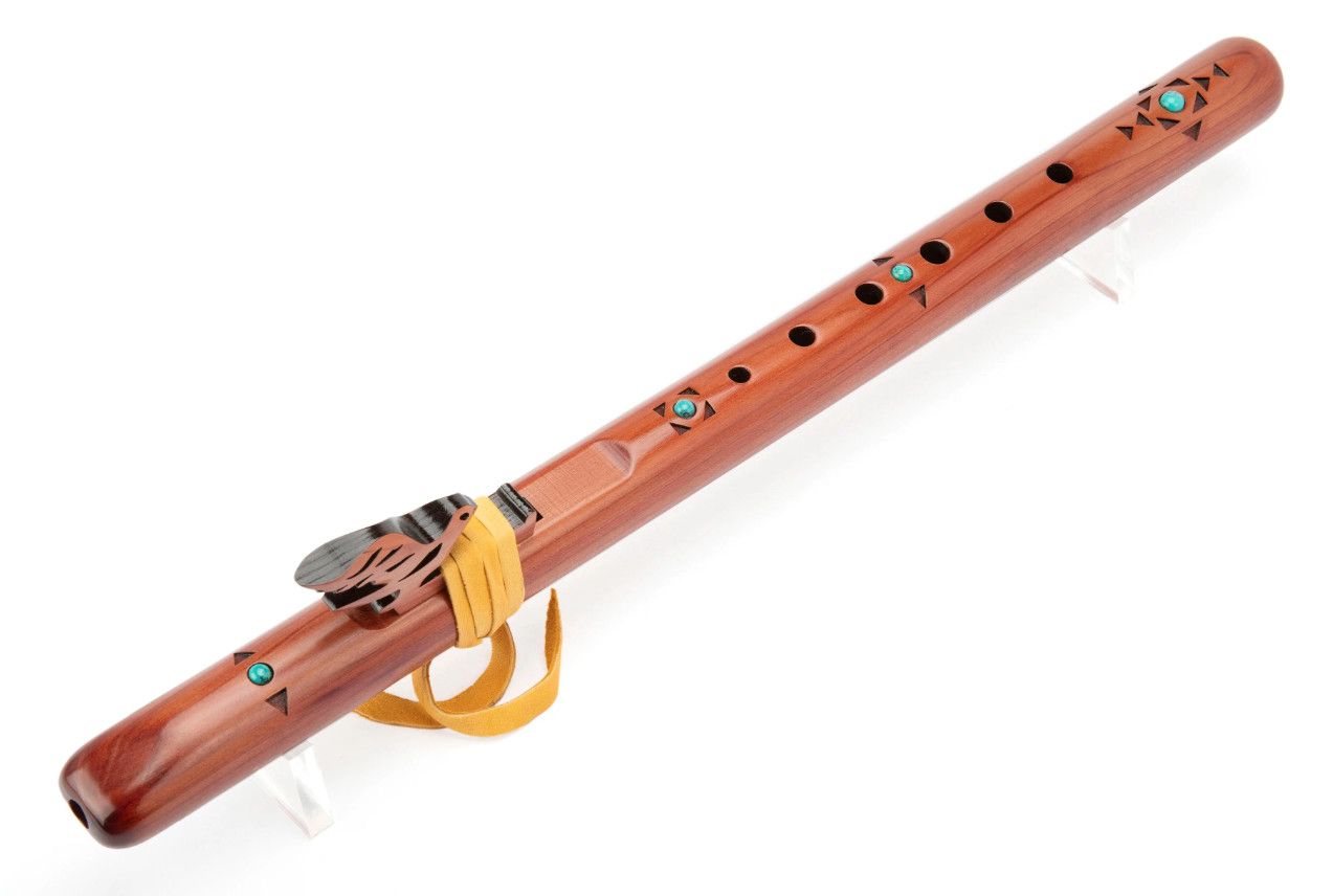 High Spirits A Flute - Sparrow Hawk - Aromatic Cedar with Turquoise, pouch
