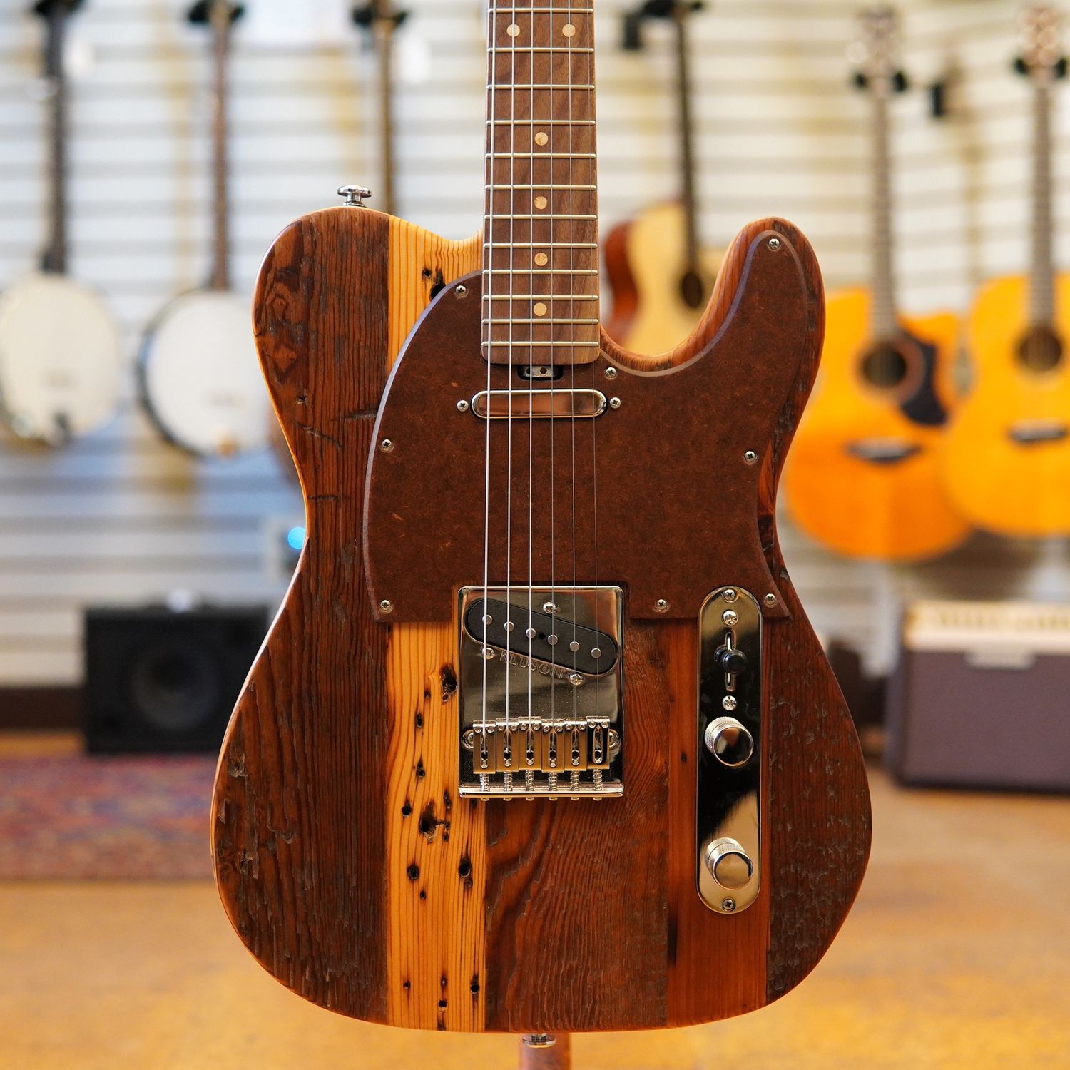 Strack Woodworking (Chicago) T-Style Old Growth Reclaimed Pine Solid Body Electric Guitar w/Fralin Pickups, Padded Gig Bag