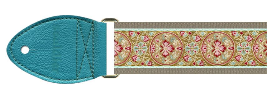 Souldier 2&quot; Guitar Strap, Medallion Teal Taupe