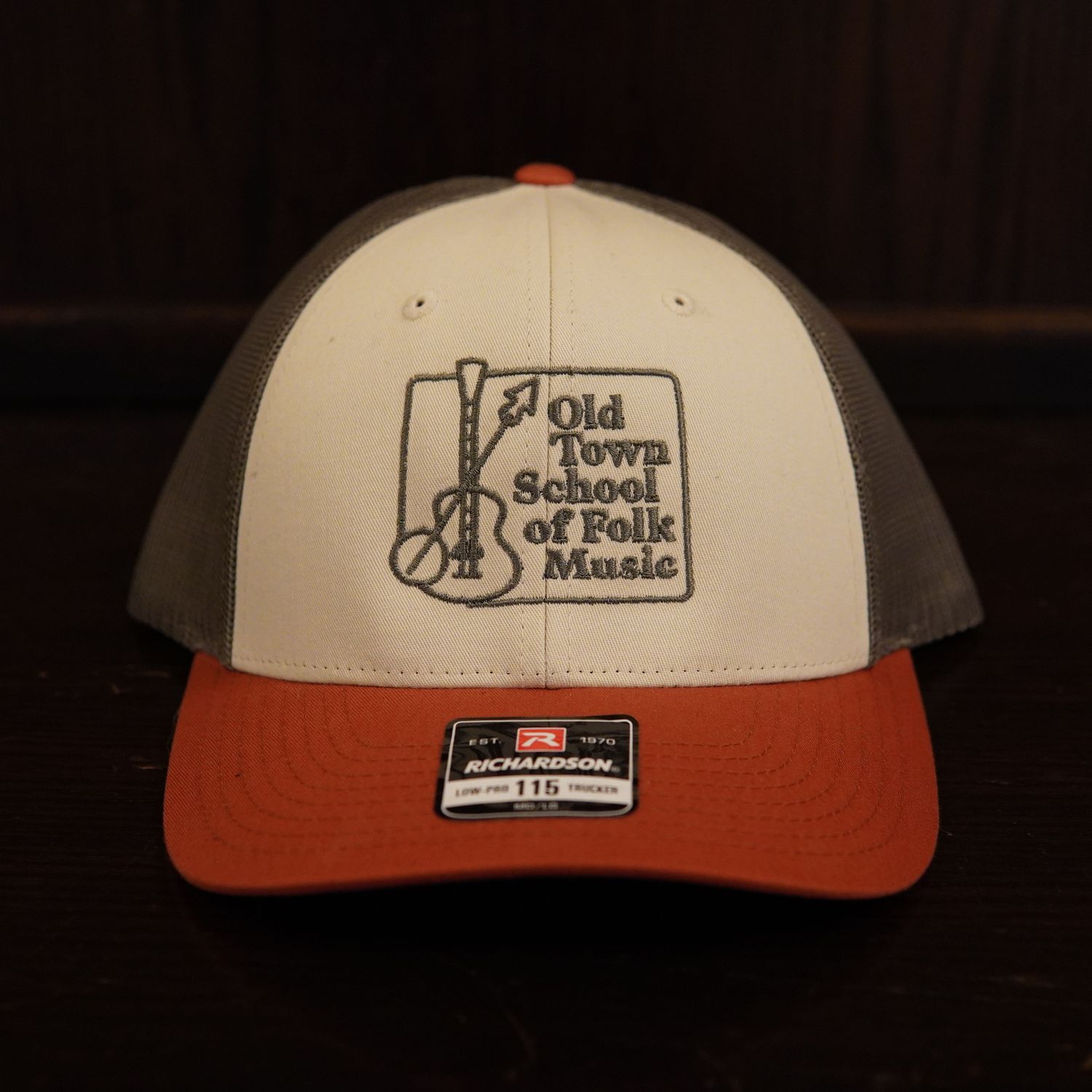 Old Town School Snap-back Trucker Cap, Color: Cream/Loden/Dark Orange