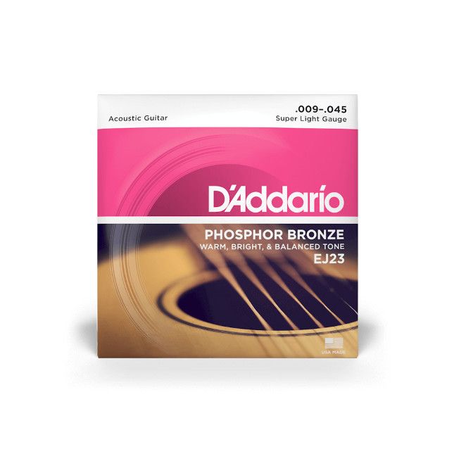 D&#39;Addario 9-45 Super Light, Phosphor Bronze Acoustic Guitar Strings