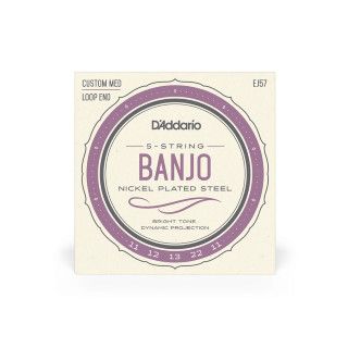 D&#39;Addario EJ57 5-String Banjo Strings, Nickel, Custom Medium, 11-22