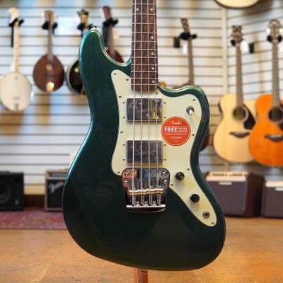 Squier Paranormal Rascal Bass HH Sherwood Green w/Matching Headstock