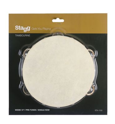 8&quot; Pretuned Wood Tambourine, 1 Row Jingles