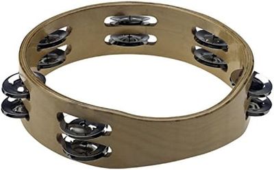8&quot; Headless Wood Tambourine, 2 Rows Jingles