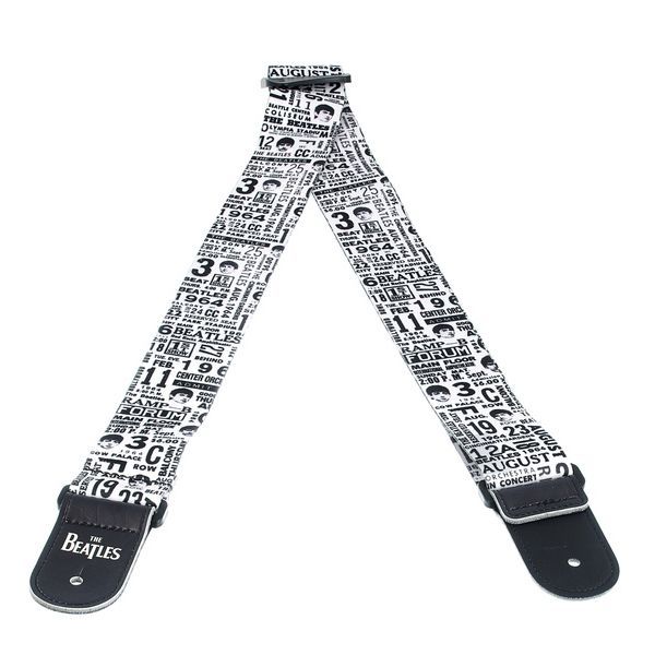 D&#39;Addario Beatles 1964 US Tour Ticket Stubs Guitar Strap, Black and White