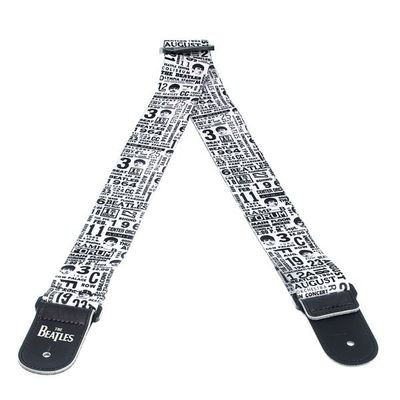 D&#39;Addario Beatles 1964 US Tour Ticket Stubs Guitar Strap, Black and White