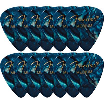 Fender Premium Celluloid 351 Shape Picks, Medium, Ocean Turquoise, 12-Pack