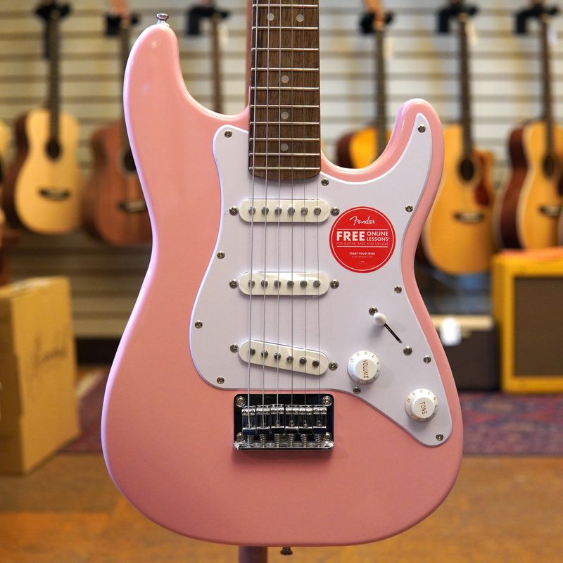 Fender Mini Stratocaster Laurel Fingerboard Shell Pink Solid Body Electric Guitar