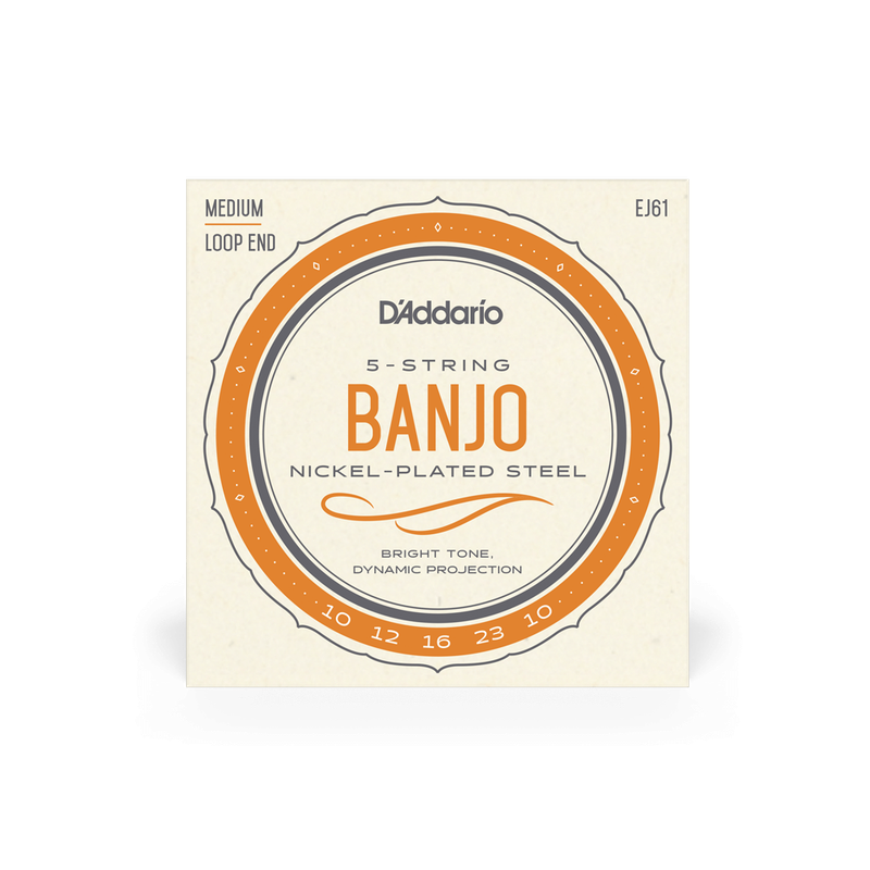 D'Addario EJ61 5-String Banjo Strings, Nickel, Medium 10-23