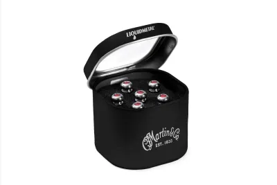 LUXE BY MARTIN Bridge Pins Chrome with Red