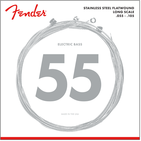Fender Stainless 9050's Bass Strings Stainless Steel Flatwound 9050M .055-.105