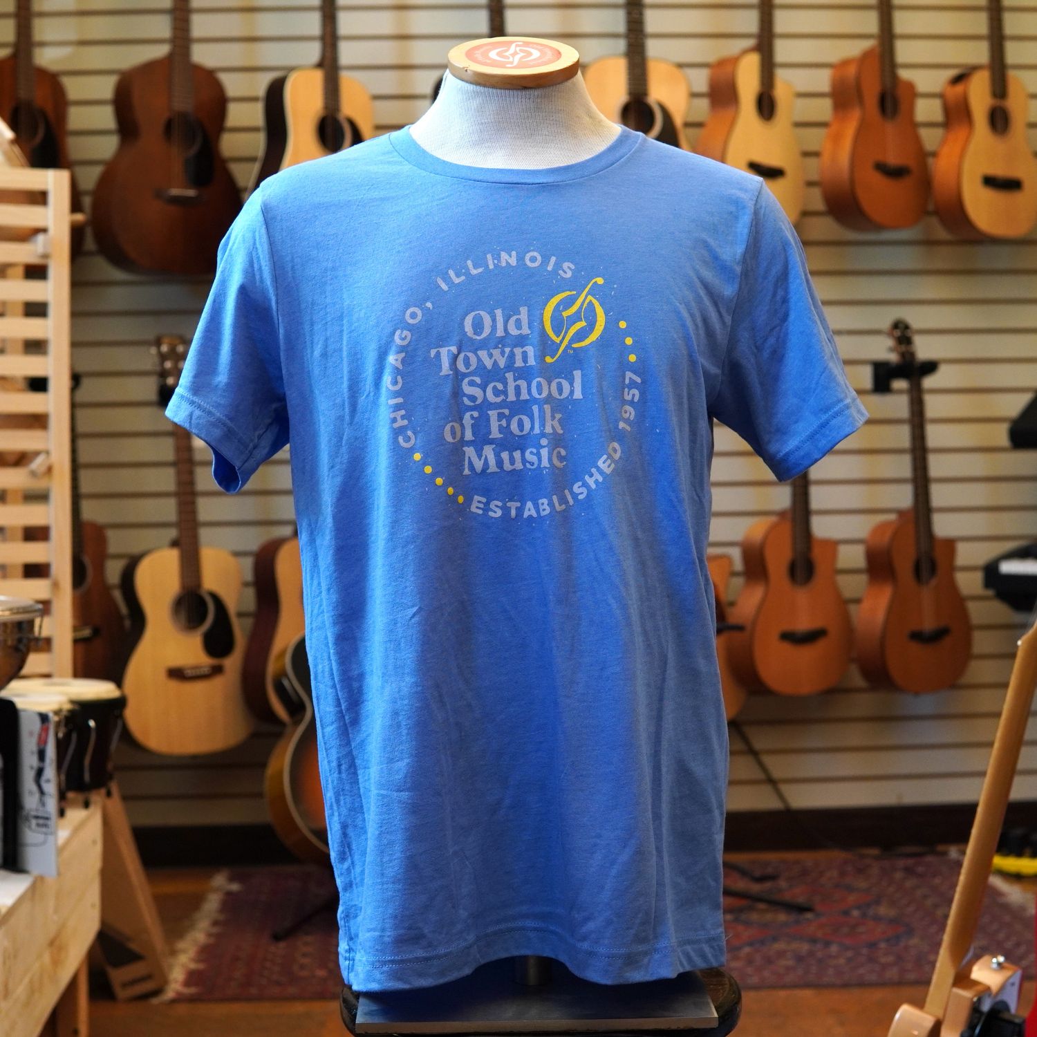 Old Town School of Folk Music T-shirt Columbia Blue Tee OTS Logo