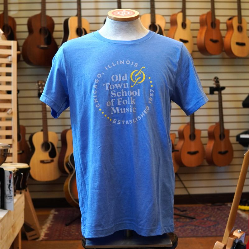 Old Town School of Folk Music T-shirt Columbia Blue Tee OTS Logo