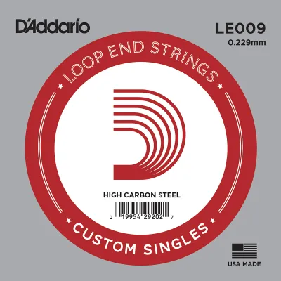 D'Addario LE009 Plain Steel Loop End Single String .009