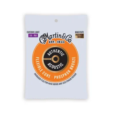 Martin Authentic Acoustic Flexible Core Guitar Strings, 11-52 Phosphor Bronze