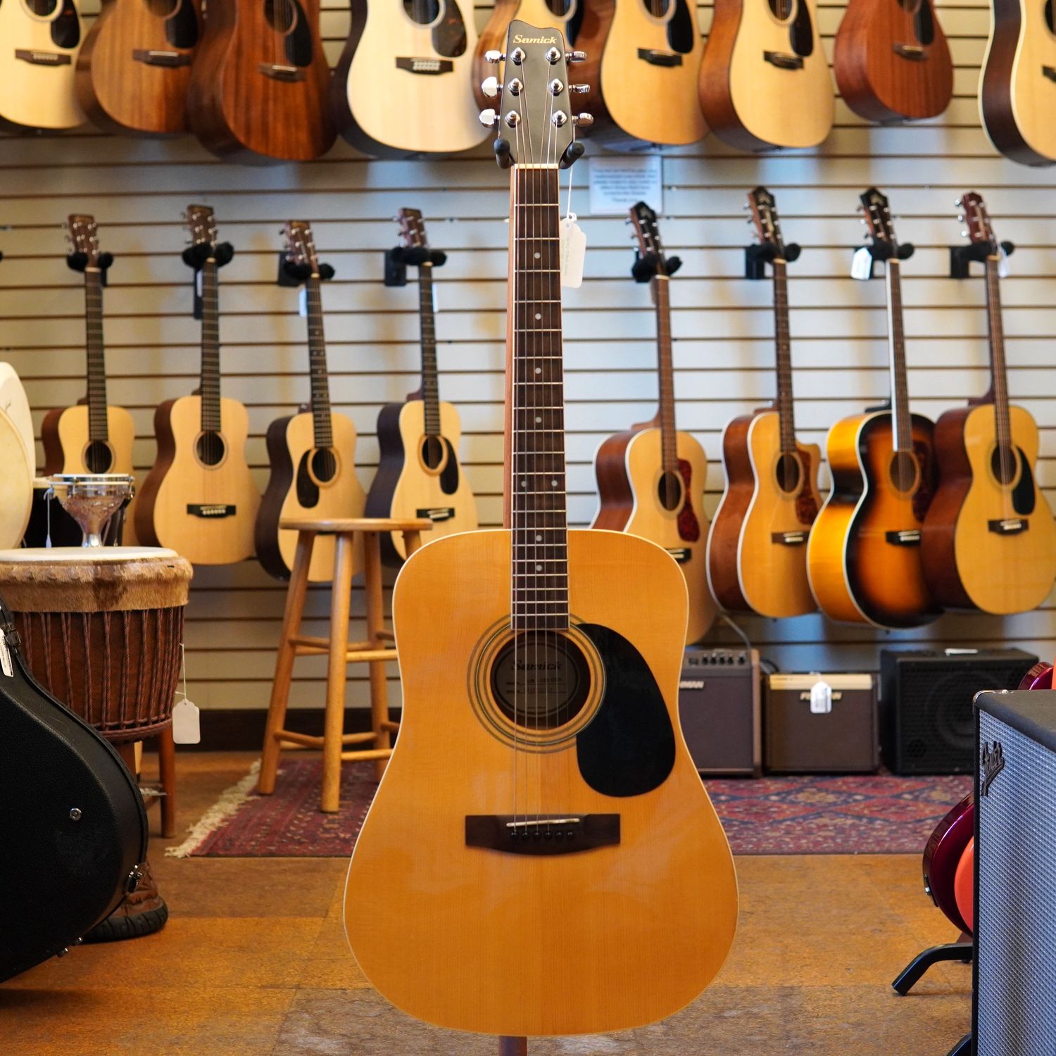 Samick LW-028 GSA Dreadnought Acoustic Guitar Early 2000s w/Hard Case