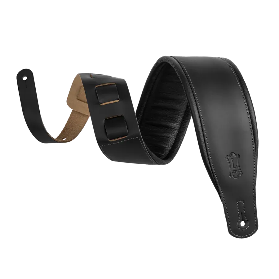 Levys 3" Genuine Leather Guitar Strap - Black
