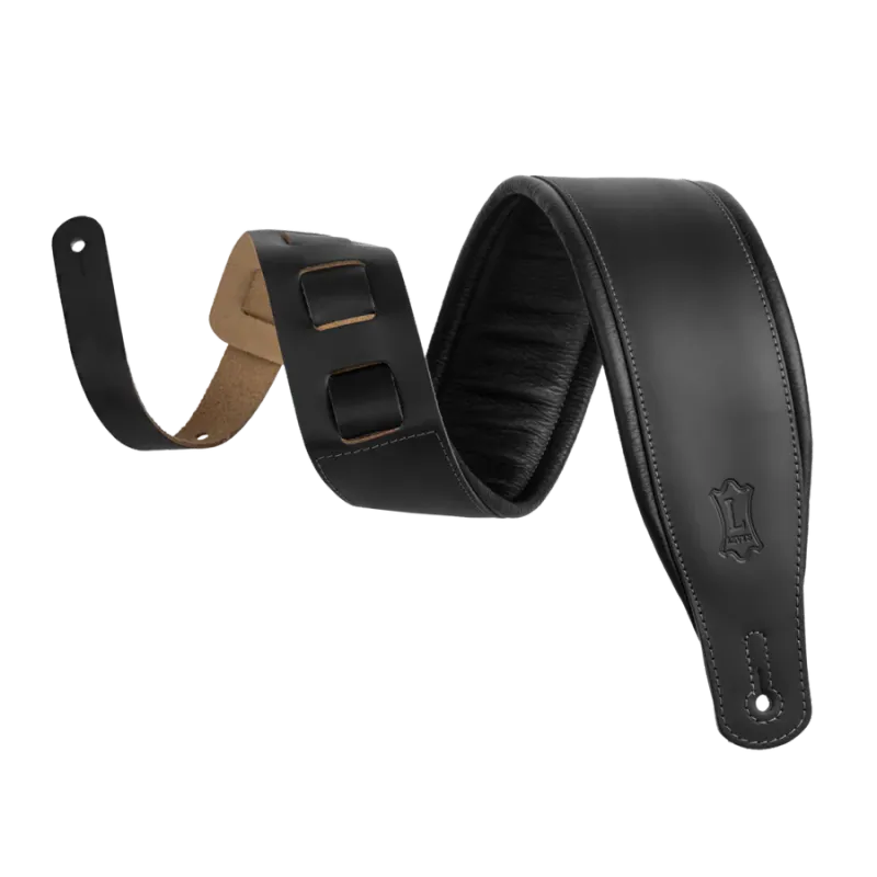 Levys 3" Genuine Leather Guitar Strap - Black