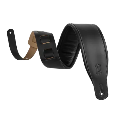 Levys 3" Genuine Leather Guitar Strap - Black