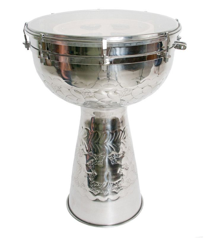 Mid-East Metal Doumbek with Synthetic Head and Internal Jingles, 12 x 18 inch