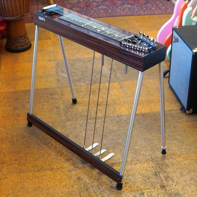 GFI SM 3x2 Single Neck 10-String Student Model Pedal Steel Guitar Black Frame with Vintage Wood Laminate, Hard Case