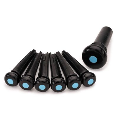 Martin Bridge and End Pin Set - Black with Blue Kydex Inlay