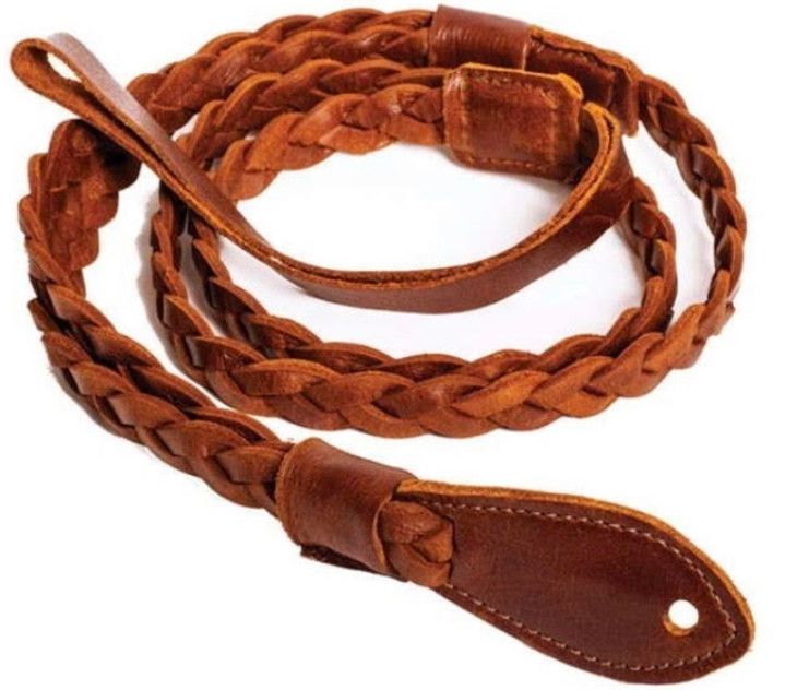 Henry Heller Braided Leather Deluxe Mandolin Strap - Brown