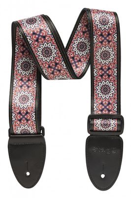 Stagg Terylene 2" Guitar Strap, Mandala Pink