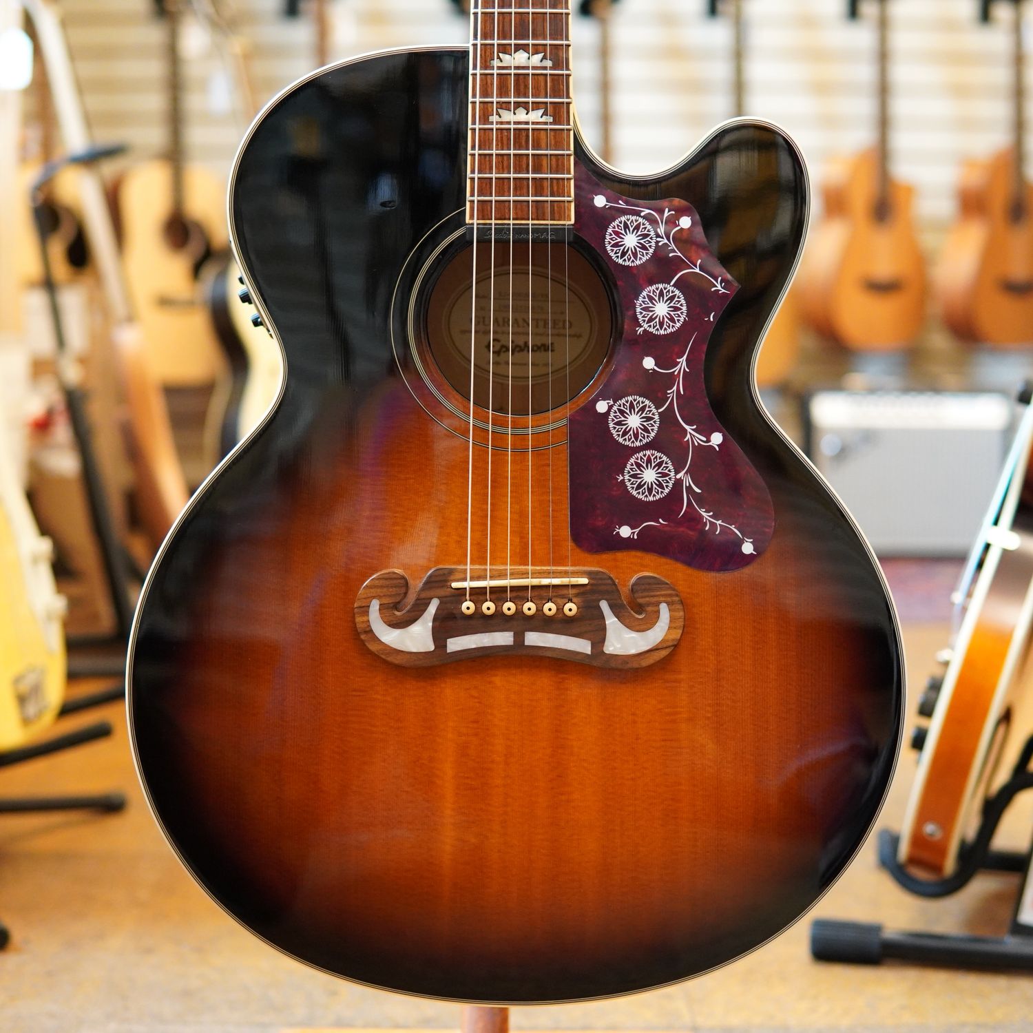 Epiphone EJ-200SCE Acoustic-Electric Guitar 2019 Vintage Sunburst w/Epiphone Hard Case
