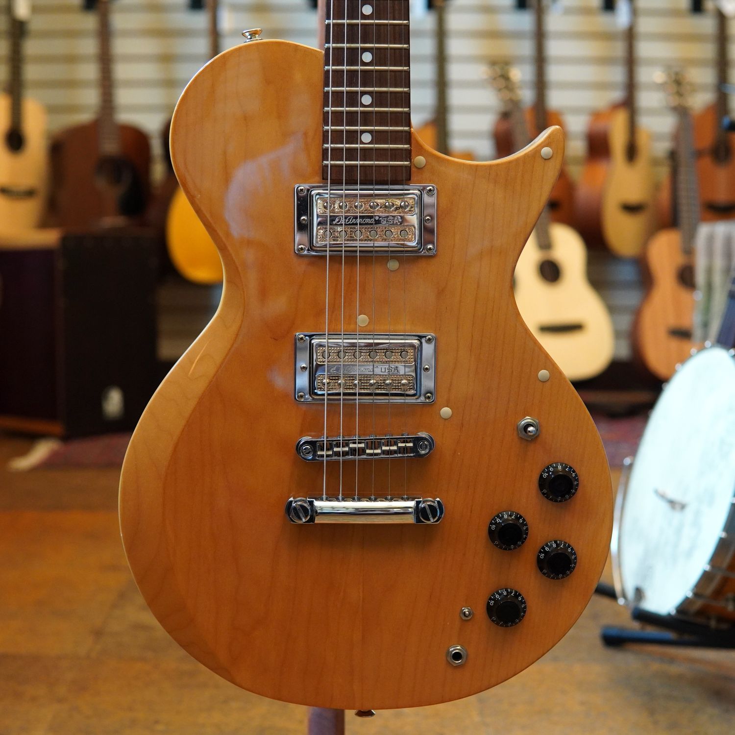 Fernandes Japan LS-75S Electric Guitar Late 1990s Natural w/DeArmond Pickups, Padded Gig Bag