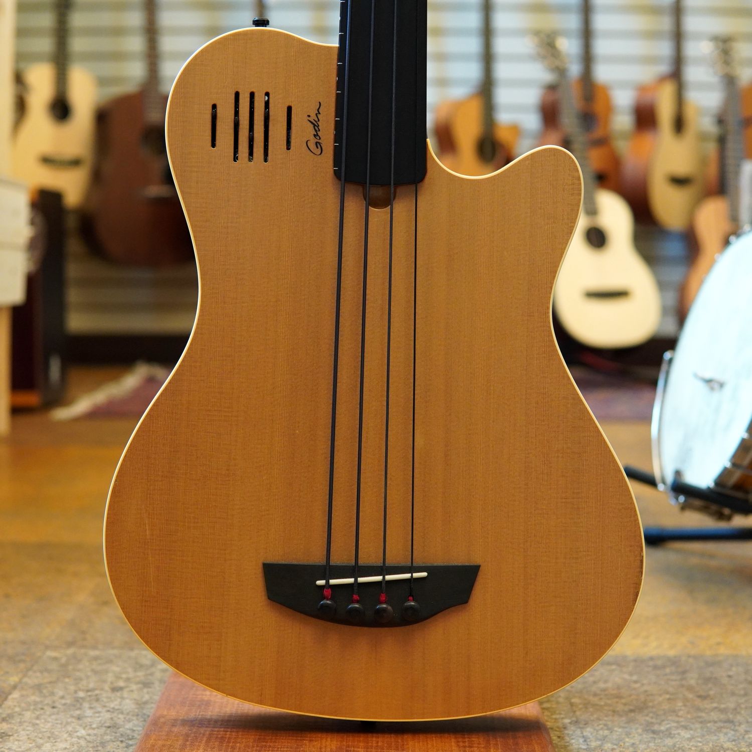 Godin A4 Fretless Semi-Acoustic Bass Guitar Late 2000s Natural w/Padded Gig Bag