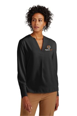OB - Brooks Brothers Women’s Open-Neck Satin Blouse BB18009