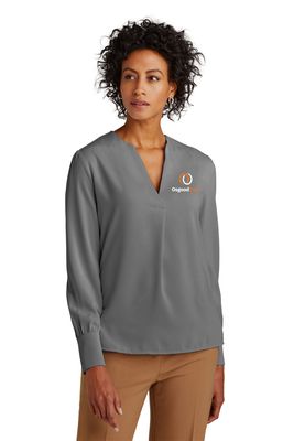 OB - Brooks Brothers Women’s Open-Neck Satin Blouse BB18009
