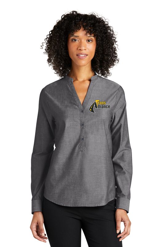 Trans Alliance _LADIES Long Sleeve Chambray Easy Care Button Up LW382