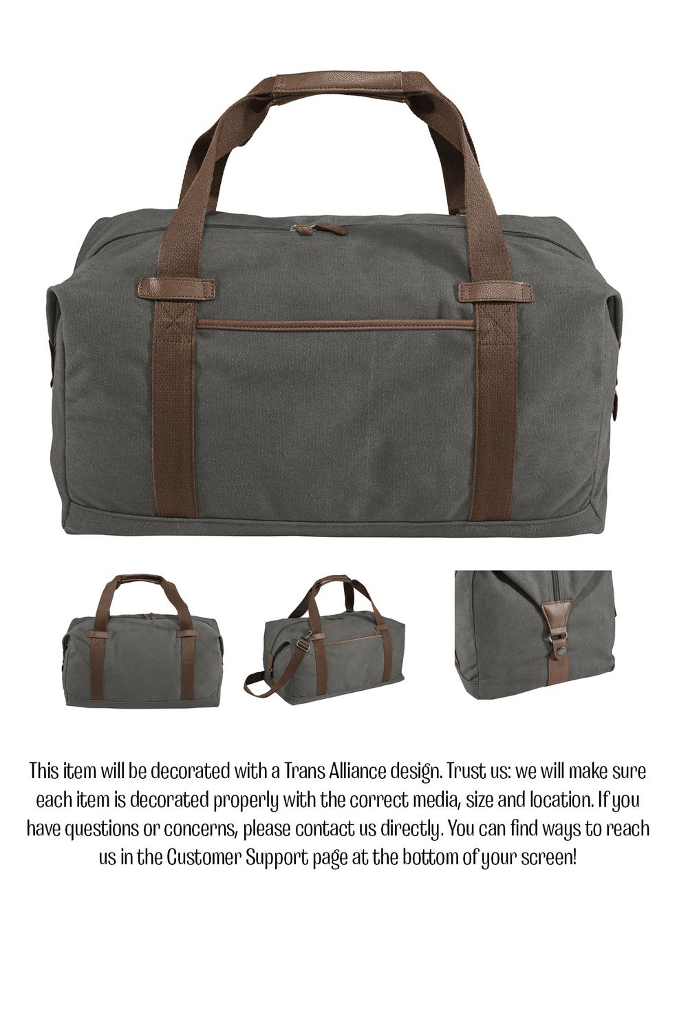 Trans Alliance _Cotton Canvas Duffel Bag Dark Smoke/Grey BG803