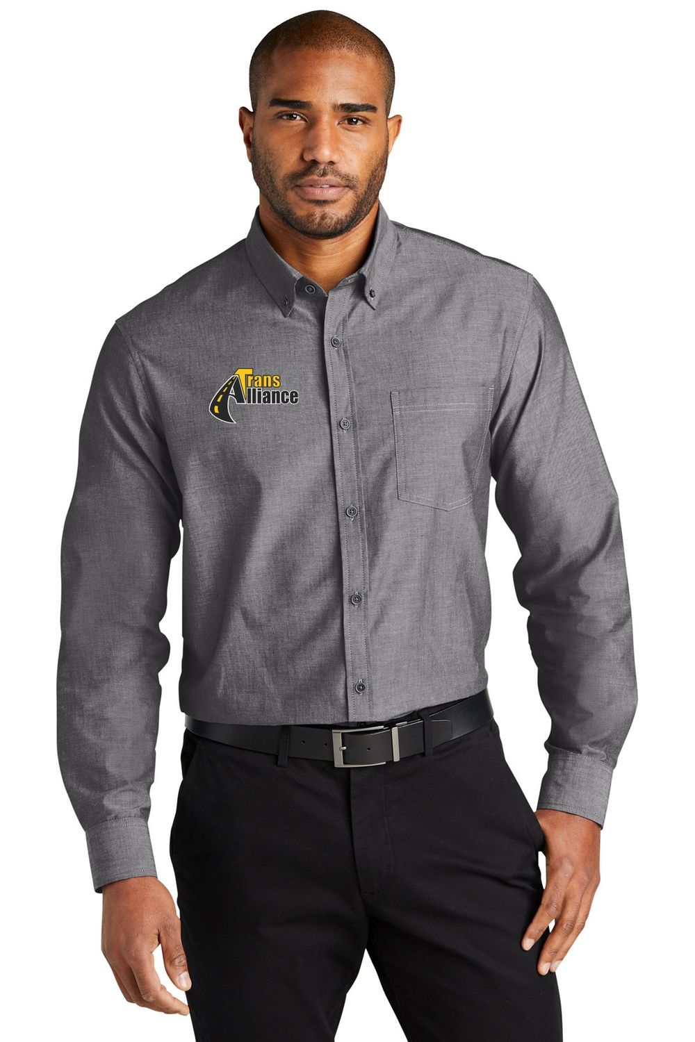 Trans Alliance_Long Sleeve Chambray Easy Care Button Up W382
