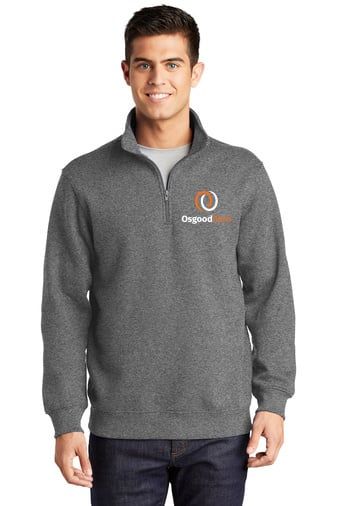 OB TALL 1/4 Zip Sweatshirt TST253, Color: Vintage Heather, Size: LARGE TALL, Design: Left Chest