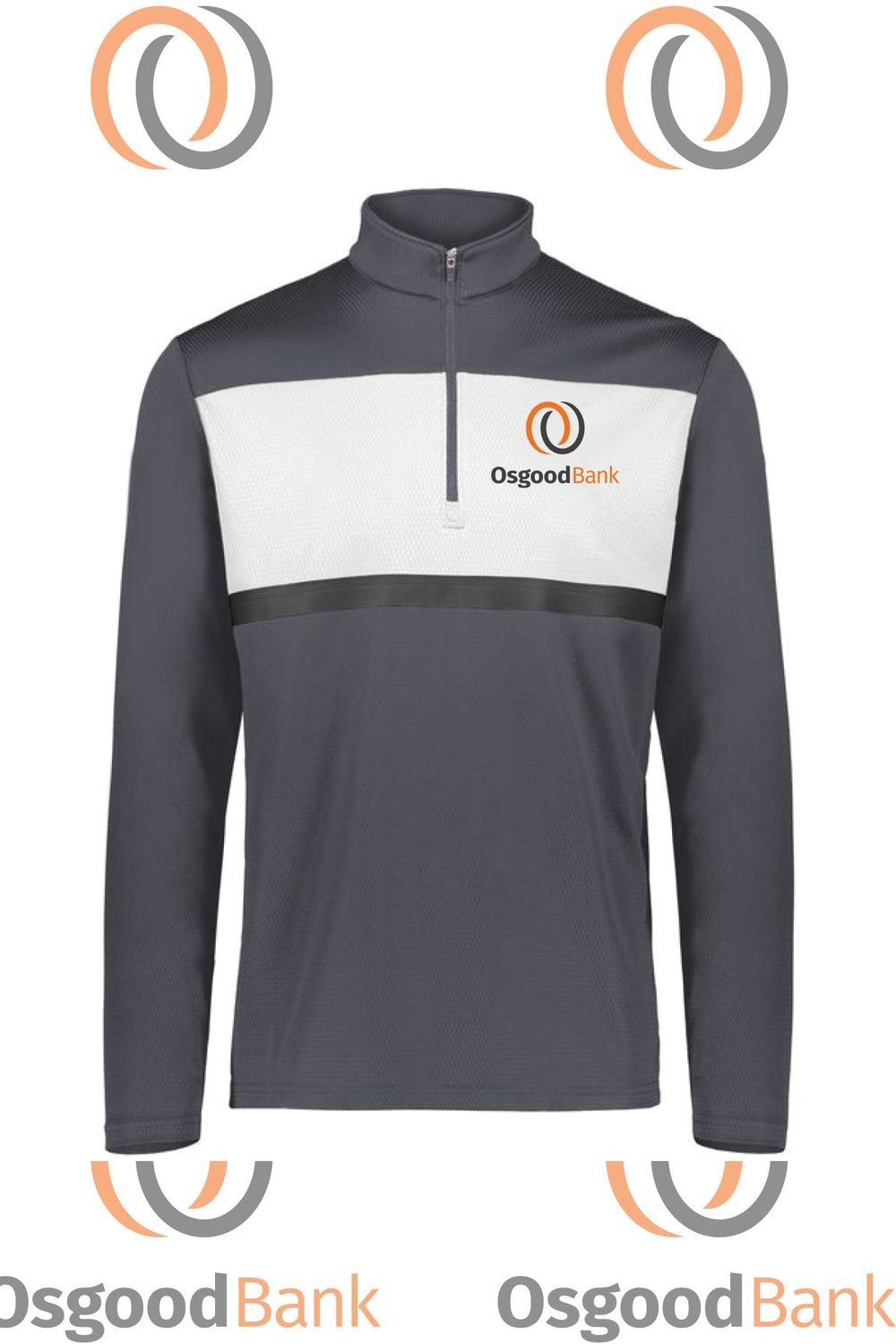 OB- PRISM BOLD 1/4 ZIP PULLOVER 222591, Color: Carbon/White, Size: SMALL