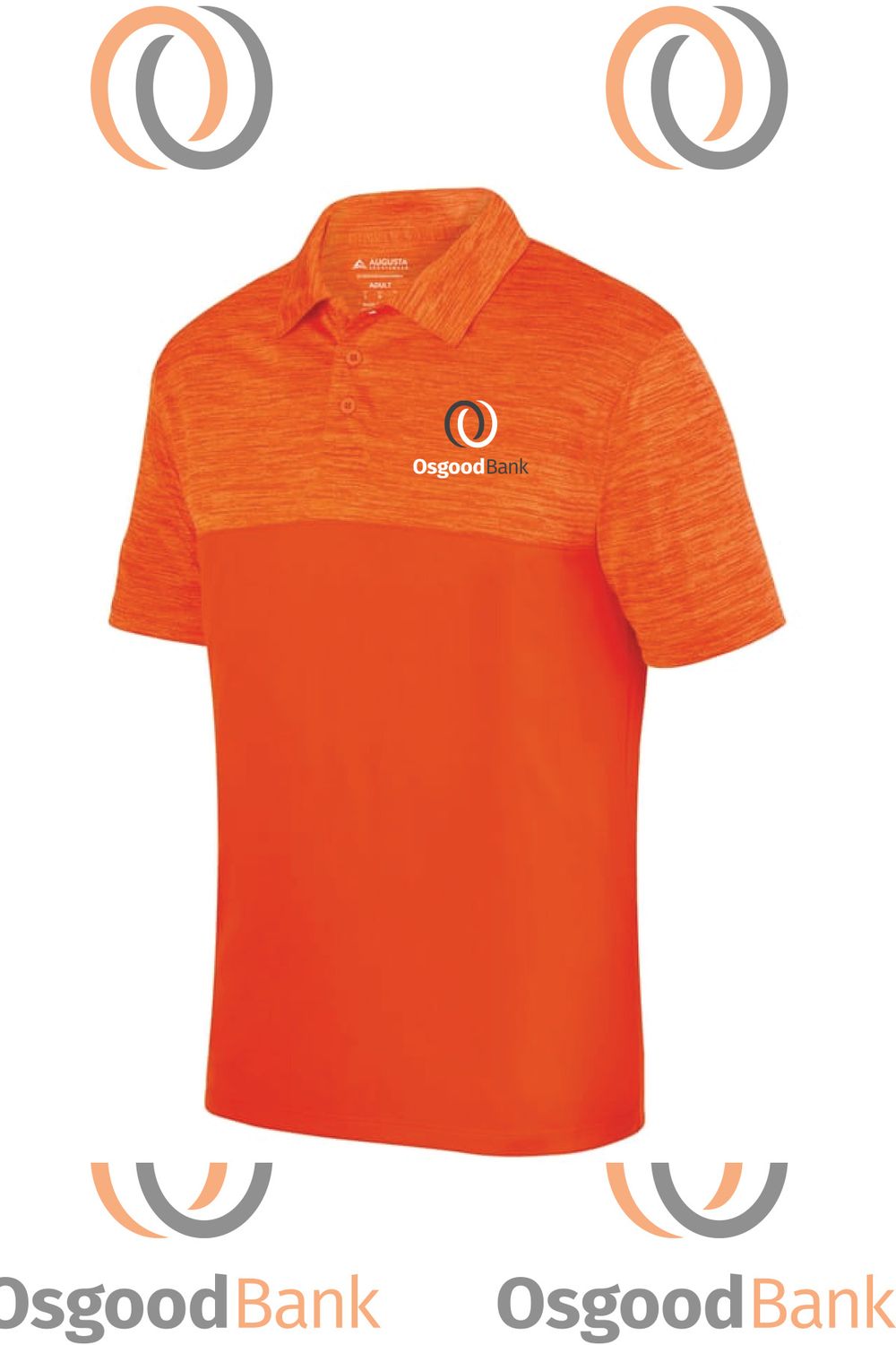 OB- SHADOW TONAL HEATHER POLO 5412, Color: Orange, Size: SMALL