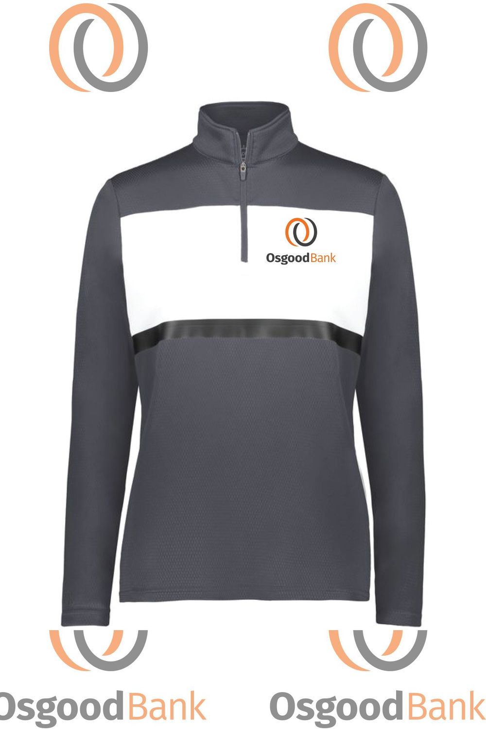 OB- LADIES PRISM BOLD 1/4 ZIP PULLOVER 222791, Color: Carbon/White, Size: SMALL