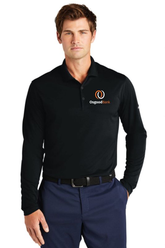 OB- Nike Dri-FIT Micro Pique 2.0 Long Sleeve Polo NKDC2104, Color: Black, Size: XS