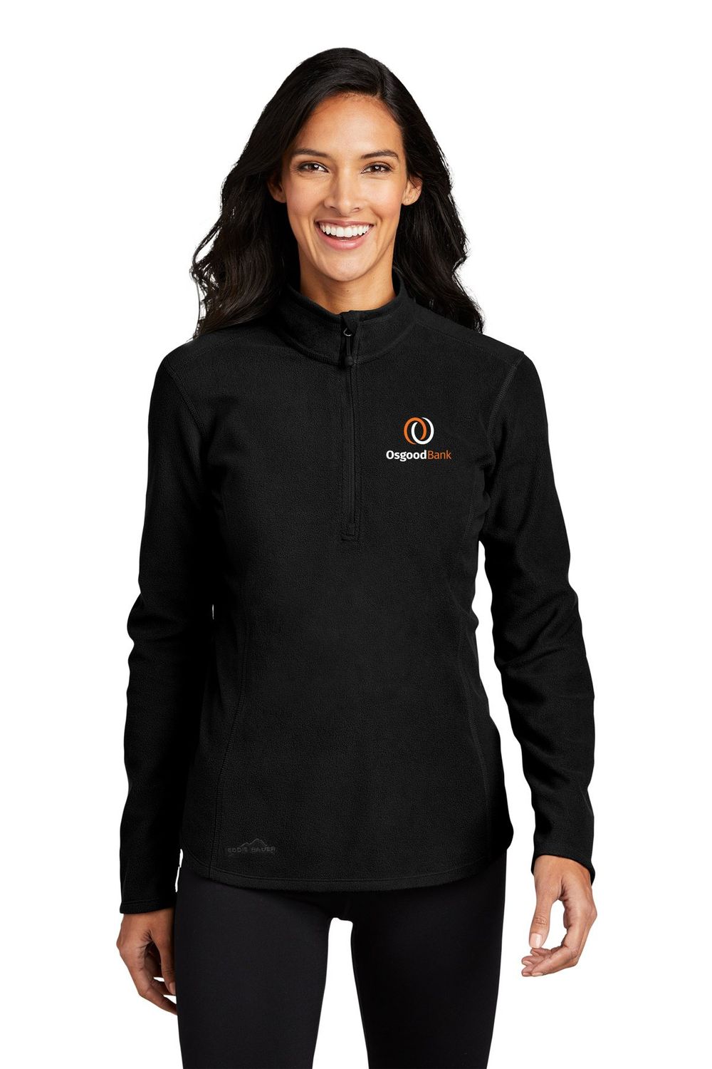 OB - Eddie Bauer® Ladies 1/2-Zip Microfleece Jacket EB227, Color: Black, Size: XS
