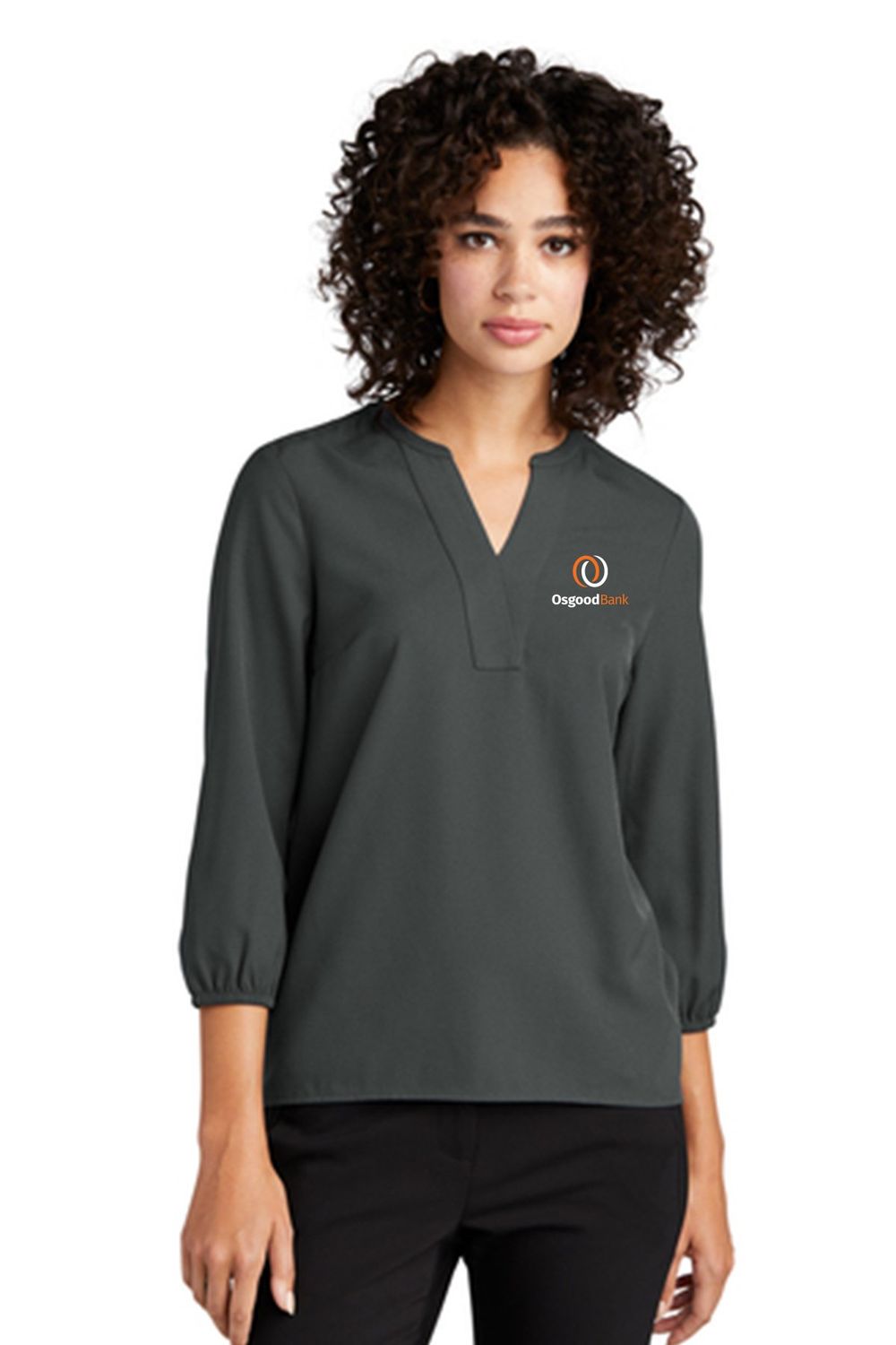 OB - Mercer+Mettl Women&#39;s Stretch Crepe 3/4-Sleeve Blouse MM2011, Color: Anchor Grey, Size: XS