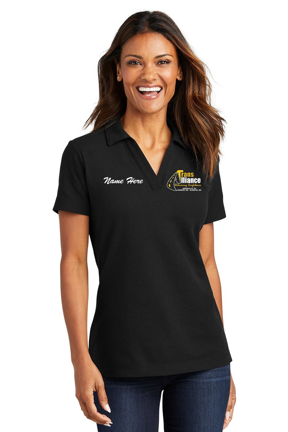Trans Alliance _LADIES Cotton Blend Pique Polo 	LK867, Select Color: Black, Select Size: Small, Customize Item? (IF NO - Leave text area blank, IF YES- see text area below.): YES