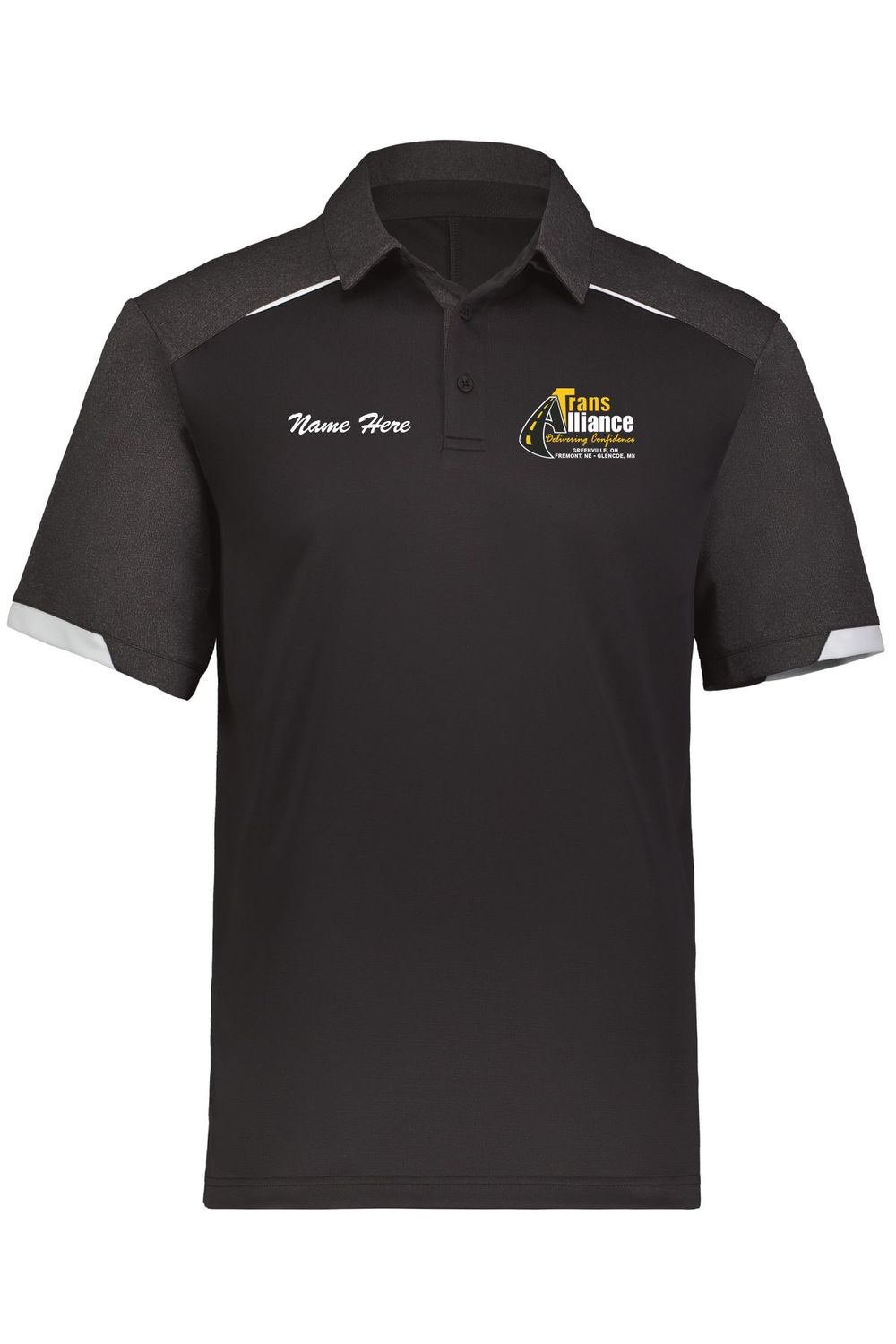 Trans Alliance _Legend Polo R20DKM, Select Color: Black, Select Size: Small, Customize Item? (IF NO - Leave text area blank, IF YES- see text area below.): YES
