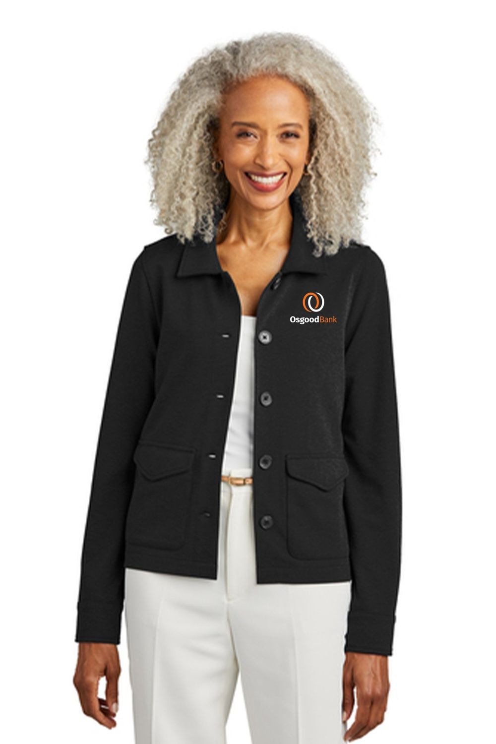 OB - Brooks Brothers Women’s Mid-Layer Stretch Button Jacket BB18205, Color: Black Heather, Size: XS